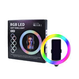 RGB RingLight 8 inç Işıklı Telefon Tutucu MJ20 Makyaj, Canlı Yayın, Video Çekimi, Toplantı ve İçerik Üretimi
