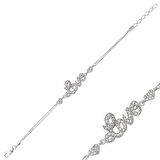 925 Ayar Gümüş Kalpli Love Yazılı Bileklik BR0460145