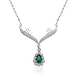 925 Ayar Gümüş Yeşil Taşlı Madalyon Kadın Gümüş Kolye T5023