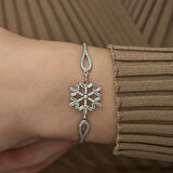 925 Ayar ​Gümüş Baget Taşlı Kar Tanesi Bileklik T5243