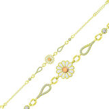 925 Ayar Gümüş Gold Papatya Kadın Bileklik T8407