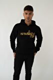 İSTANBUL MAFIA Kapşonlu Siyah Unisex Sweatshirt Hoodie Polar - LARGE