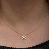 925 Ayar Gümüş Gold Minimal Kar Tanesi Kadın Kolye T8658