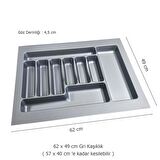 Çekmece İçi Kaşıklık 62 x 49 cm Gri Mutfak Çekmece Düzenleyici 
