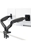 VONTECH F160  MNT02 17-27 AMORTİSÖRLÜ STAND ÇİFT KOL LCD / LED MONİTÖR TUTUCU STAND ASKI APARATI