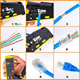 Crimper RJ45 Sıkma Aracı, Ağ Tel Soyucu Kablo Kesici,Hepsi bir arada 6P-RJ11/12 8P-RJ45 Crimper,,