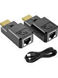 TENON HDMİ Extender Cat5-cat6 60 Metre Uzatıcı- HDMI RJ45 Cat5 6 Extender Uzatıcı Güç Destekli Uzatma Aparatı 