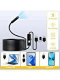 BLUE İNTER CMR72 Işıklı 10M Endoskopi Kamerası 1080P Hd Su Geçirmez IP67 8 LED Android ve Ios