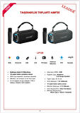 LEADER LP120 IPX5 RGB Bluetooth USB AUX FM Radyo Kablosuz Mikrofon TAŞINABİLİR TOPLANTI AMFİSİ