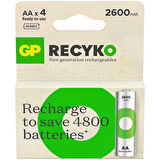 GP ReCyko 2700 AA Kalem Ni-MH Şarjlı Pil'' 1.2 Volt'' 4lü Kart
