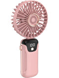  BATUR Taşınabilir Mini El Fanı 5 Ayarlı LED Ekranlı Mini El Tipi Hızı Sessiz Çalışma SL608 - PEMBE