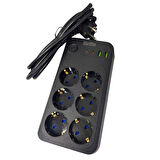 ShowMax SH-4630 2Mt 2xUSB-2xTYPE-C 4lü Termal Akım Korumalı Priz 10A 2500W