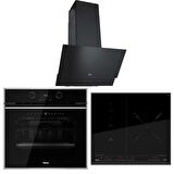 Teka Siyah İndüksiyonlu Ankastre Set (TVT 60.1 Davlumbaz - IZS 65600 İndüksiyonlu Ocak- STEAKMASTER Fırın )
