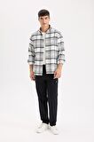 DeFacto Regular Fit Polo Yaka Kareli Flanel Uzun Kollu Gömlek D5835AX24AUER98