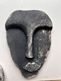 El Yapımı Taş Heykel Soyut Yüz Maske 3'li Set, Modern beton, eskitme taş görünümlü duvar dekor