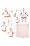 0-3 AY KIZ HASTANE ÇIKIŞI PEMBE BRODELİ 10LU SET 427483CS-EKRU #427487CS-PMB