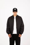 Unisex Siyah Oversize Çift Cepli Bomber Ceket Kolej Ceket
