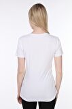 IŞŞIL 4475-Annesinin Kızı Geliyooor Viskon Hamile Kısa Kol T-Shirt Beyaz-S