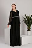 IŞŞIL A0024-Sim Puanlı Tül Maxi Hamile Abiye-BabyShower Elbise