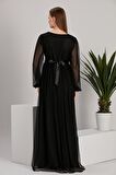 IŞŞIL A0024-Sim Puanlı Tül Maxi Hamile Abiye-BabyShower Elbise