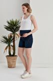 IŞŞIL 4525-Ponterez Cepli Hamile Slim Fit Kot Şort