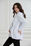 IŞŞIL 8626-Taşlı Baskı Emzirme Detay Hamile Sweatshirt