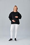 IŞŞIL 6487-Üç İplik Şardonlu Hamile Sweatshirt