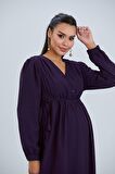 IŞŞIL M053-Mini Puan Emzirme Detaylı Hamile Maxi Şifon Elbise