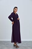 IŞŞIL M053-Mini Puan Emzirme Detaylı Hamile Maxi Şifon Elbise