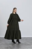 IŞŞIL 34548-Fitilli Örme Hamile Maxi Elbise