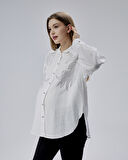 IŞŞIL 2471-Taşlı Keten Hamile Bluz-Gömlek