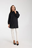IŞŞIL 50850-Balon Kol OwerSize Hamile Crep Bluz-Tunik