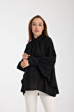 IŞŞIL 2444-Hakim Yaka Yarasa Hamile Şifon Bluz-Tunik