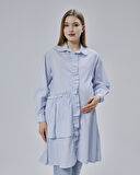 IŞŞIL 50898-Fırfırlı Poplin OwerSize Hamile Gömlek-Tunik