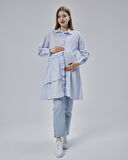 IŞŞIL 50898-Fırfırlı Poplin OwerSize Hamile Gömlek-Tunik
