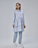 IŞŞIL 50898-Fırfırlı Poplin OwerSize Hamile Gömlek-Tunik