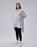 IŞŞIL 50866-Çizgili OwerSize Hamile Spor Gömlek-Tunik
