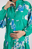 IŞŞIL 34951-Lyosell Çiçekli OverSize Hamile Giyim Elbise
