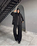 IŞŞIL 72068-Hakim Yaka Metal Düğmeli Esnek Penye Pantolon Takım