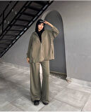 IŞŞIL 72068-Hakim Yaka Metal Düğmeli Esnek Penye Pantolon Takım