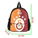 Galatasaray 2 Bölmeli 5 Yıldızlı Tek Büyük Suni Deri Anaokulu Çantası + Beslenme Çantası