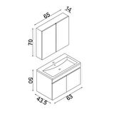 Teta Home Tokyo 65 CM Mdf Banyo Dolabı Seti