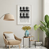 Siyah Beyaz Şekiller Duvar Tablosu Çerçeveli 2'li Set