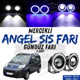 Peugeot Bipper 2008-2022 Uyumlu Üniversal Mercekli Angel Sis Farı Metal Su Geçirmez 76 mm Mavi Halkalı Gündüz Farı Angel Eyes 2 Adet