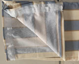 CEYLAN Home Balkon Perdesi Kuş Gözü Ölçü Seçenekli Gri Krem Çizgili