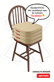 XPERMATE 4'lü StandartFit Oval Sandalye Minderi Fermuarlı Yıkanabilir Kılıf Bağcıklı Su ve Yağ İtici 42x42x5 Bej