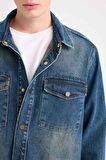 DeFacto %100 Pamuk Relax Fit Uzun Kollu Cepli Jean Gömlek Ceket D0448AX24AUNM34