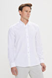 Erkek Beyaz Düğmeli Yaka Tailored Slim Fit Oxford Gömlek