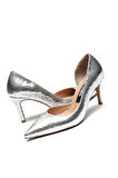 Kadın Klasik Düz Stiletto Sivri Burun Açık Topuklu Ayakkabı GÜMÜŞ  4300