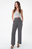 Kadın Antrasit Kore Model Palazzo Pantolon
